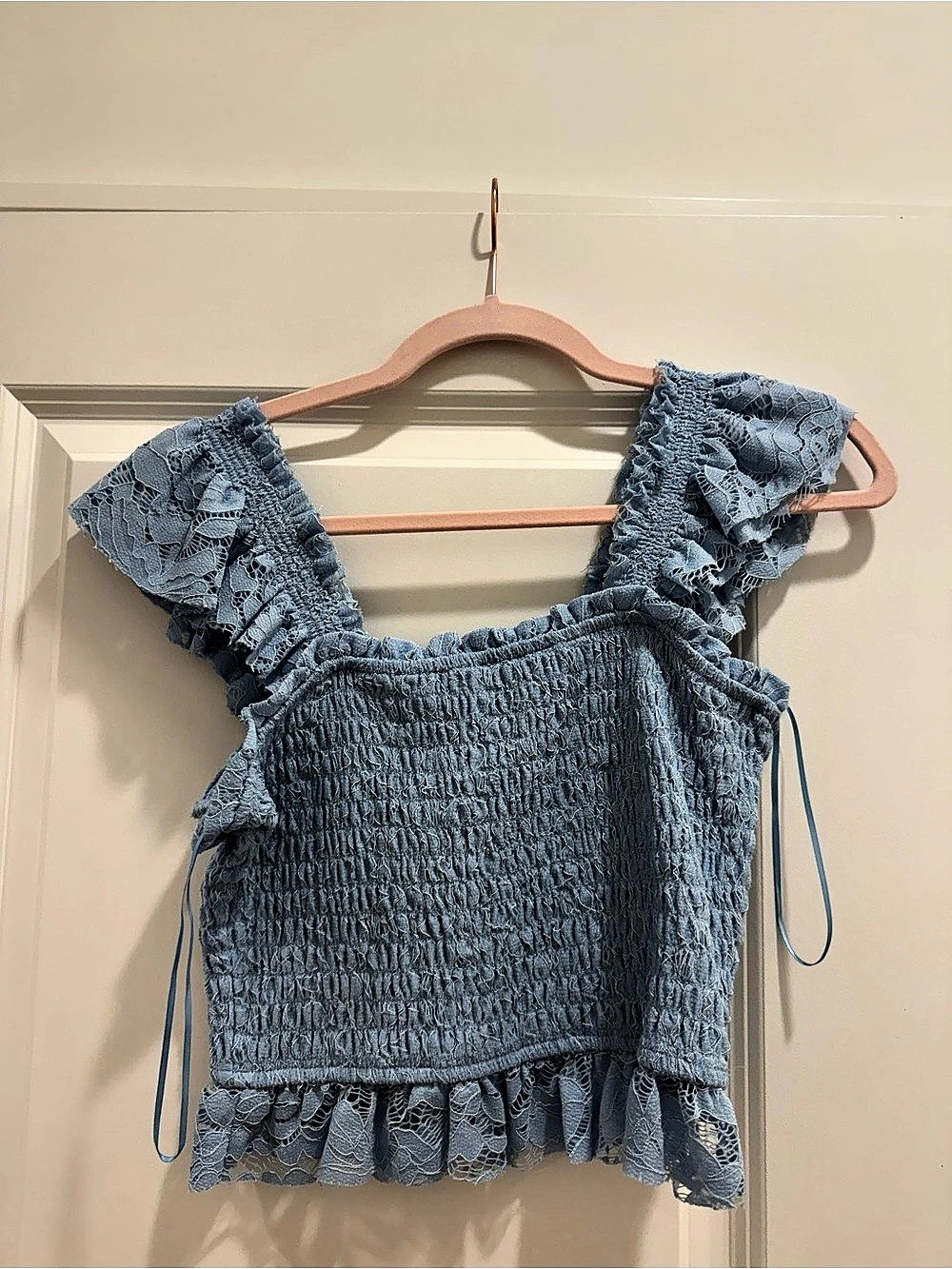 Light Blue Ruffle Crop Top Like New